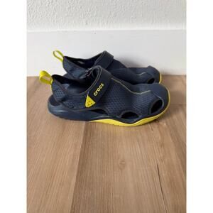 Crocs Men's Swiftwater Mesh Deck Sandals Blue & Yellow Size 10